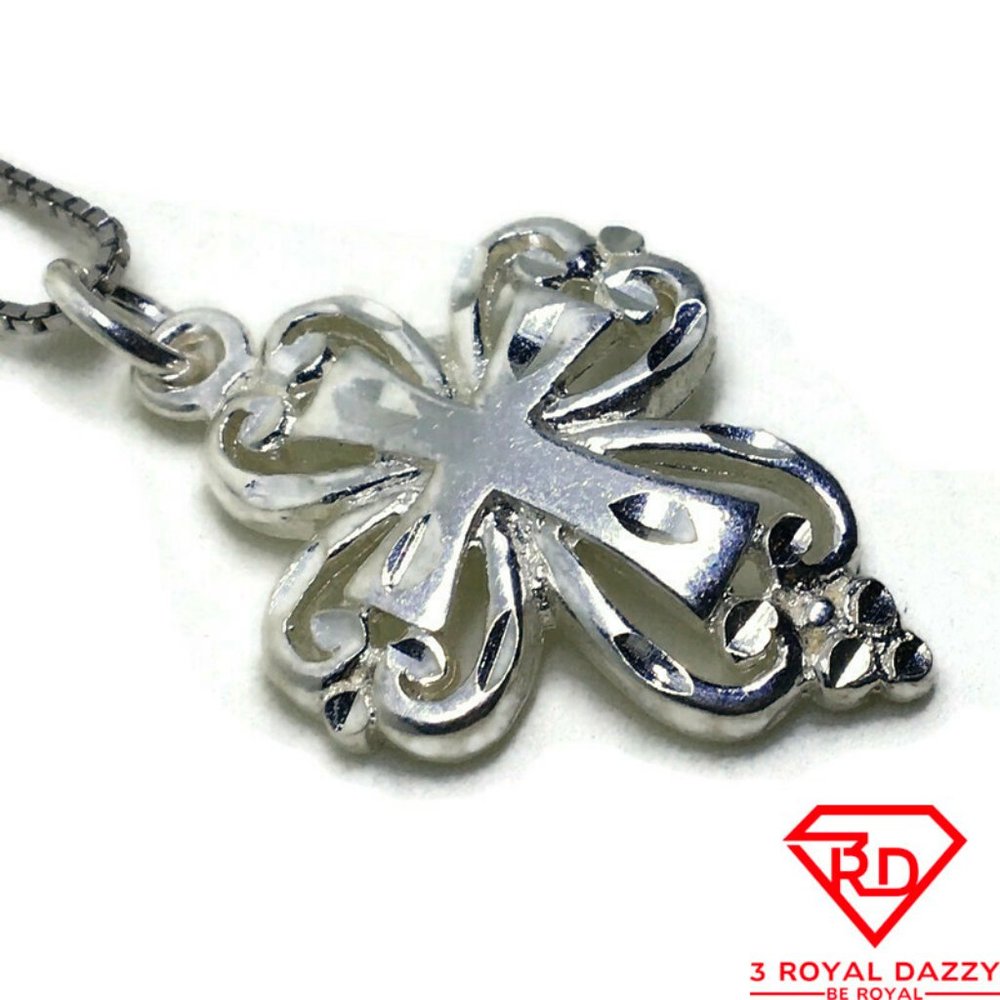 Artistic Cross 3D Pendant 925 Sterling Silver - Picture 3 of 4